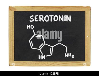 Formule chimique de la sérotonine sur un tableau noir Banque D'Images