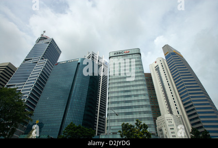 Singapour, République de Singapour, Hitachi Tower, centre de Tung, HSBC, la Banque de Chine et Maybank Banque D'Images