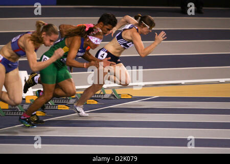 Glasgow, Royaume-Uni. 26 janvier, 2013. Women's 60m T11/12 commencer - à l'Athlétisme britannique Glasgow International Match Unis Arena Banque D'Images