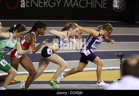 Glasgow, Royaume-Uni. 26 janvier, 2013. Women's 60m T37 - Démarrage à l'Athlétisme britannique Glasgow International Match Unis Arena Banque D'Images