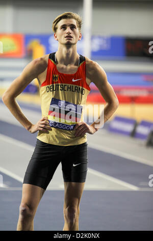 Glasgow, Royaume-Uni. 26 janvier, 2013. Florian Orth Allemagne 2e men's 1500m - à l'Athlétisme britannique Glasgow International Match Unis Arena Banque D'Images