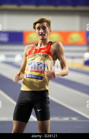 Glasgow, Royaume-Uni. 26 janvier, 2013. Florian Orth Allemagne 2e men's 1500m - à l'Athlétisme britannique Glasgow International Match Unis Arena Banque D'Images