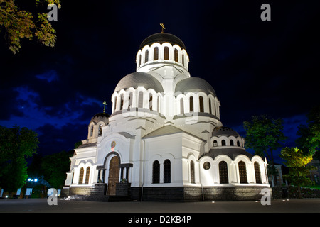 La cathédrale Alexandre Nevsky à Kiev, Ukraine, la nuit Banque D'Images