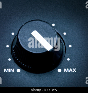 Bouton de volume noir sur maximum, Close up Banque D'Images