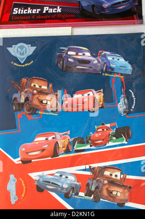 Feuille d'autocollants Disney Pixar pour les voitures - sticker pack contient 4 feuilles d'autocollants Banque D'Images