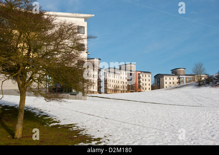 L'Université d'East Anglia UEA dans la neige logements étudiants des résidences Banque D'Images