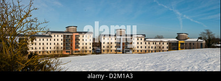 L'Université d'East Anglia UEA dans la neige logements étudiants des résidences Banque D'Images