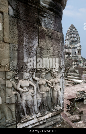 Apsaras (danseuses célestes). Angkor Wat. Cambodge Banque D'Images