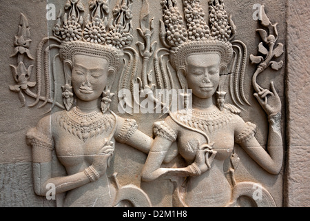 Apsaras (danseuses célestes). Angkor Wat. Cambodge Banque D'Images