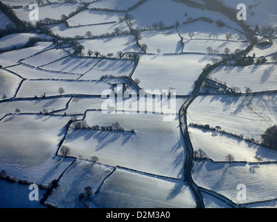 Couvert de neige gelé la Grande-Bretagne, hiver 2013, à l'Ouest le Shropshire, Angleterre Banque D'Images