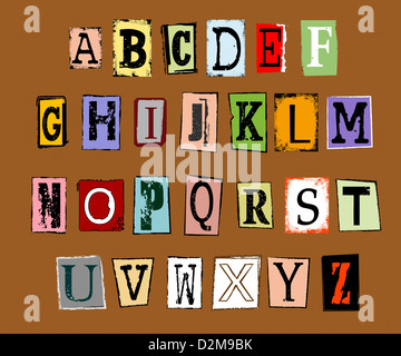 Grunge alphabet - lettres - type Banque D'Images