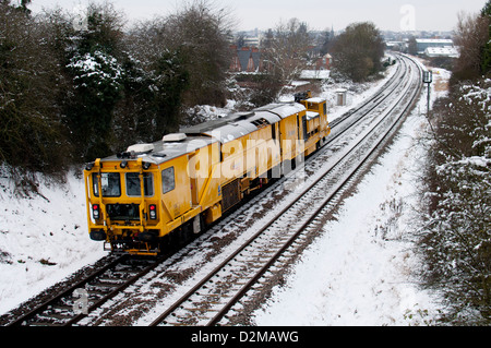 Network Rail stoneblower en hiver Banque D'Images