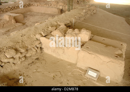 L'art de Mycènes en Grèce. Palais de Nestor, près de Pylos. 1300-1200 av. J.-C. L'Âge du Bronze. Ruines. Banque D'Images