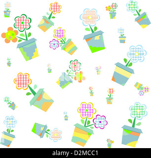 Pots de fleurs de printemps fond transparent Banque D'Images