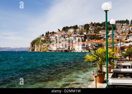 Vieille ville et du lac d'Ohrid, Macédoine Banque D'Images