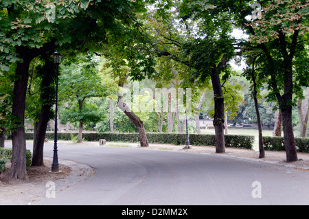 Rome. L'Italie. Vue d'une avenue bordée d'arbre feuillu à la Villa Borghese, le deuxième plus grand parc public de Rome Banque D'Images