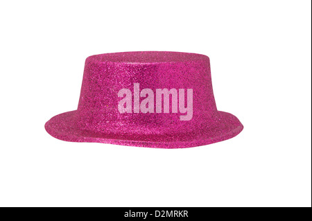 Chapeau métallique rose sur fond blanc Banque D'Images