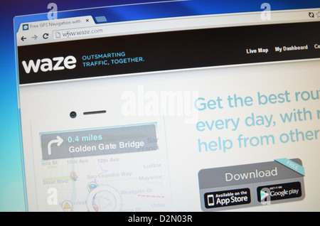 Waze.com screenshot de site web Banque D'Images
