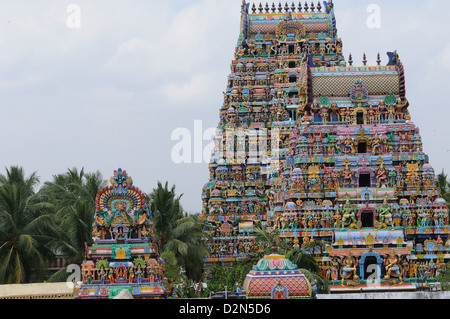 Manargudi Manargudi, temple gopuram, Tamil Nadu, Inde, Asie Banque D'Images