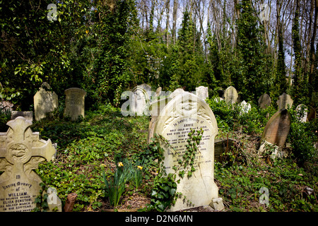 Tombes au Cimetière de Highgate, Londres, Angleterre, Royaume-Uni, Europe Banque D'Images