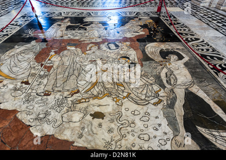 L'Italie, Siena, incrustations de marbres colorés de l'étage du Duomo Banque D'Images