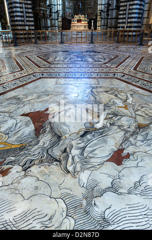 L'Italie, Siena, incrustations de marbres colorés de l'étage du Duomo Banque D'Images