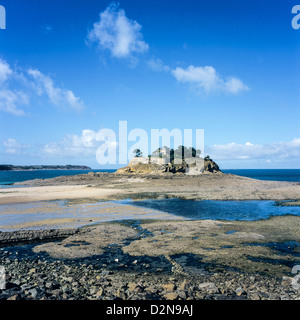 'Du Guesclin' île à marée basse Bretagne France Banque D'Images