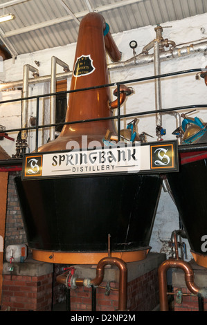 L'Écosse, la distillerie Springbank Campbeltown, marmite en cuivre, toujours Banque D'Images