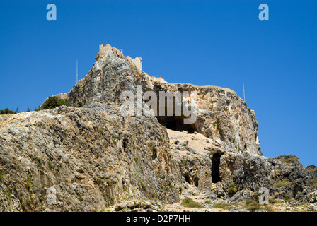 L'Acropole de Lindos Bay St Paul rhodes Dodécanèse Grèce Banque D'Images