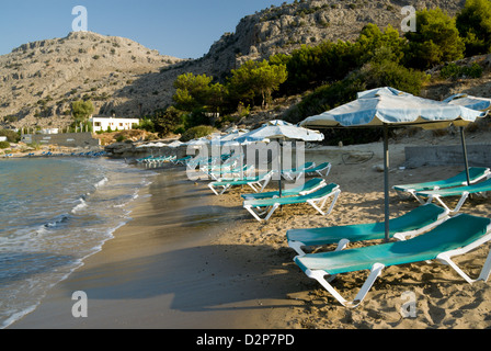 Le pefkos plage lindos rhodes Dodécanèse Grèce Banque D'Images