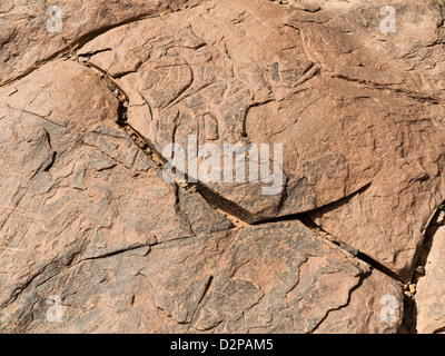 Site d'art rupestre préhistorique ait Ouazik, Maroc, Afrique du Nord Banque D'Images