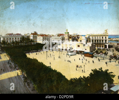 Photographie vers 1900, Place des Martyrs et la place du Gouvernement à Alger, Algérie. Banque D'Images