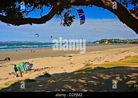 Plage d'Orewa, Rodney District, Hibiscus Coast, Côte Est, Ile du Nord, Nouvelle-Zélande. Banque D'Images