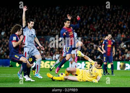 Pedro Rodriguez (Barcelone), le 27 janvier 2013 - Football / Soccer : espagnol 'Liga Espanola" betweena match FC Barcelone 5-1 Osasuna au Camp Nou à Barcelone, Espagne. (Photo par D. Nakashima/AFLO) Banque D'Images