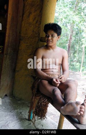 Les Indiens pataxó au Reserva Indigena da Jaqueira près de Porto Seguro, Bahia, Brésil, Amérique du Sud Banque D'Images