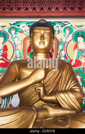 Statue de Bouddha, Temple bouddhiste Pohyon (Pohyon-sa), Myohyangsan, la Corée du Nord Banque D'Images