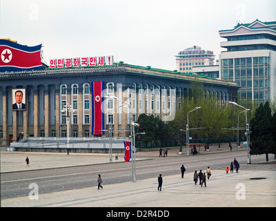 La Place Kim Il Sung, Pyongyang, République populaire démocratique de Corée (RPDC), la Corée du Nord, d'Asie Banque D'Images