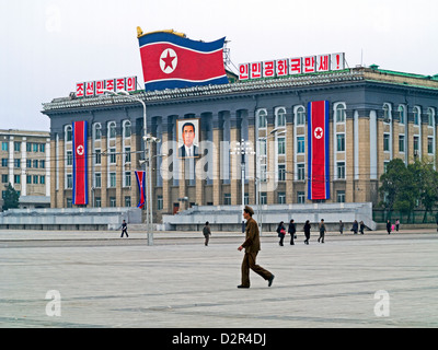 La Place Kim Il Sung, Pyongyang, République populaire démocratique de Corée (RPDC), la Corée du Nord, d'Asie Banque D'Images