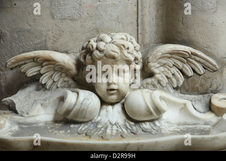 Le bénitier du 17ème siècle, Saint Germain l'Auxerrois, église, Paris, France, Europe Banque D'Images