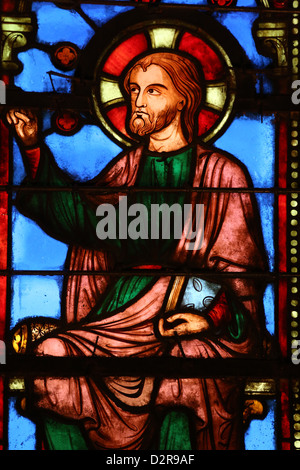 Vitrail représentant Jésus, la Sainte Chapelle (La Sainte-Chapelle) Paris, France, Europe Banque D'Images