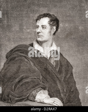 George Gordon Byron, 6e baron Byron, George Gordon Noel plus tard, 1788 - 1824, communément connu sous le nom de Lord Byron. Poète anglais. Banque D'Images