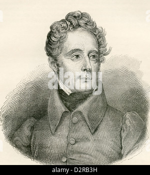 Alphonse Marie Louis de Prat de Lamartine, 1790 - 1869. Écrivain français, poète et homme politique. Banque D'Images