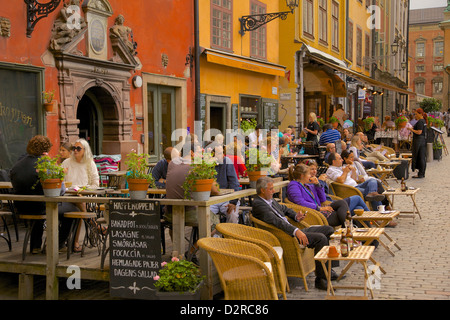 La place Stortorget cafés, Gamla Stan, Stockholm, Suède, Europe Banque D'Images