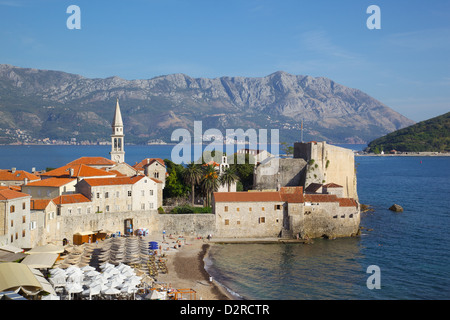 Vue sur la vieille ville, Budva, Monténégro, Europe Banque D'Images