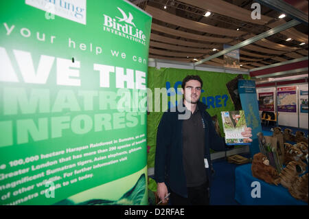 31 janvier 2013, Londres, Royaume-Uni. La fois les destinations, de la maison de vacances et voyages à London Earls Court. La RSPB stand. Banque D'Images