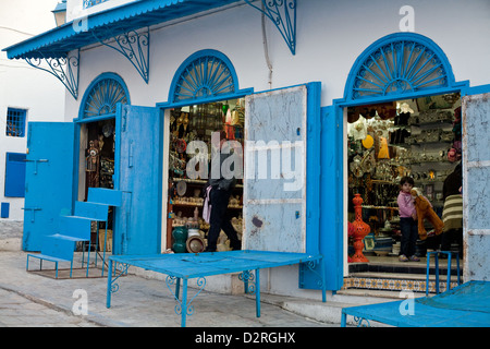 Sidi Bou Saïd, Tunisie, magasin de souvenirs à Sidi Bou Said Banque D'Images