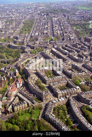 Vue aérienne de Douglas Crescent, Palmerston Place & Rothesay Place et le centre-ville d'Édimbourg à partir de l'ouest Banque D'Images