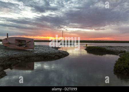 Coucher de soleil sur Blakeney Saltmarsh Banque D'Images