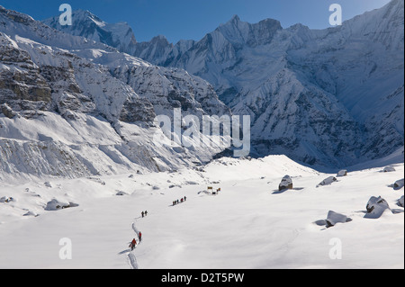 Camp de base de l'Annapurna, ANNAPURNA HIMAL, Népal, Himalaya, Asie Banque D'Images