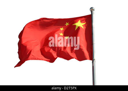 Drapeau chinois isolé sur fond blanc Banque D'Images
